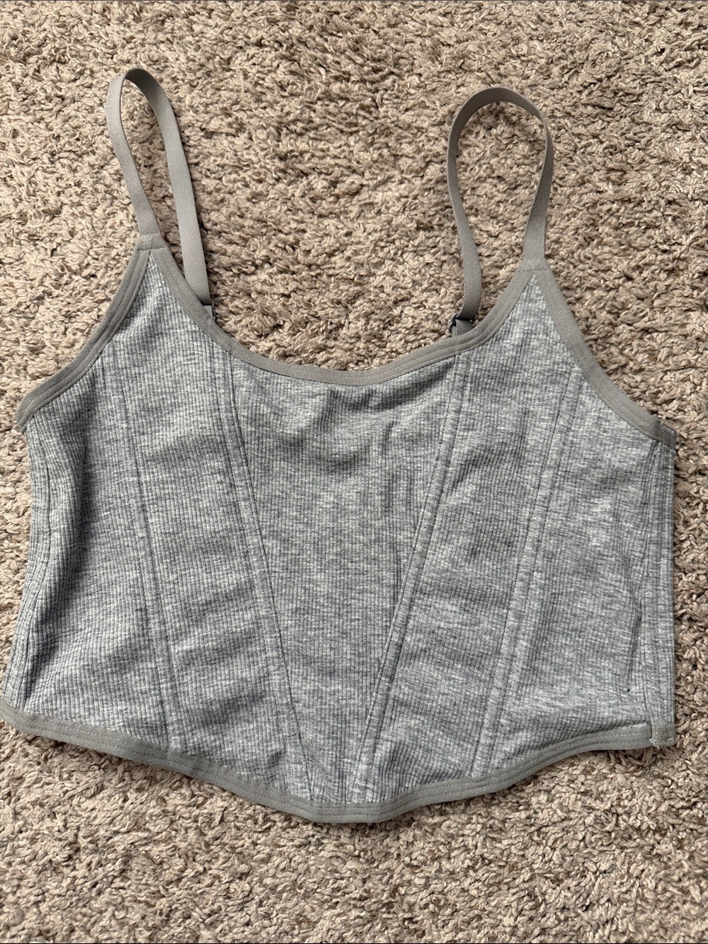 Colsie Gray Ribbed Corset Crop Top - Picture 5 of 7